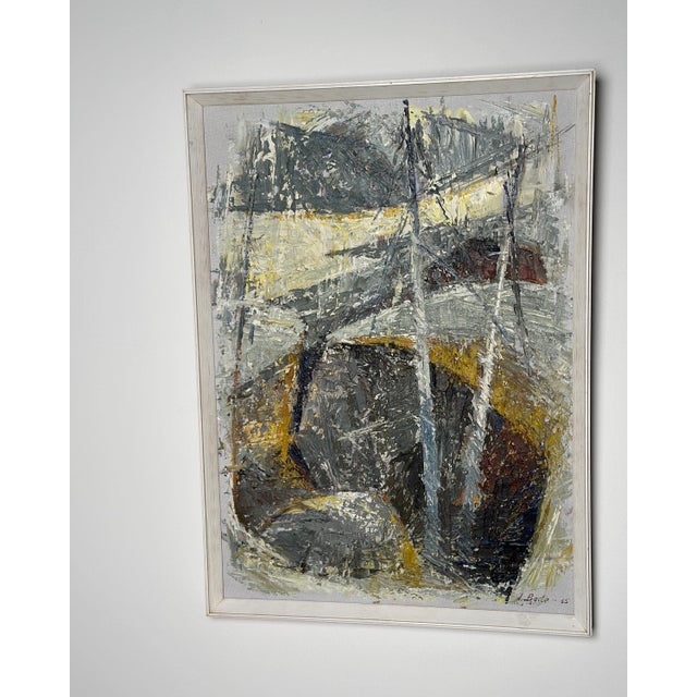 Mid-Century Modern Ingrid Bade, Abstract Landscape, 1960s, Oil on Canvas, Framed For Sale - Image 3 of 18