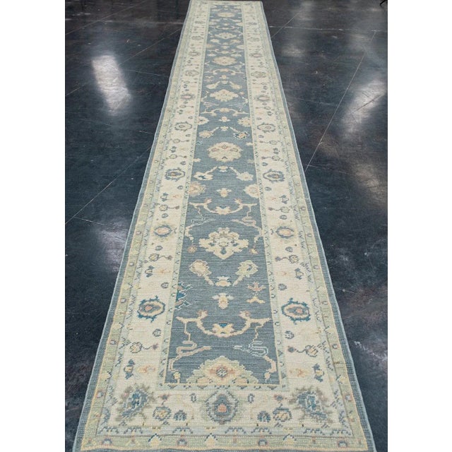Turkish Turkish Oushak Rug Runner 2'10" x 18'6" For Sale - Image 3 of 6