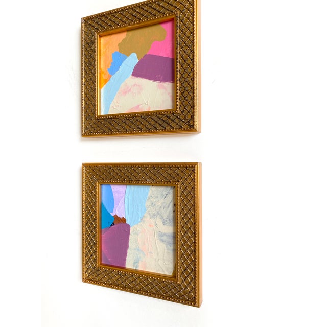 "Dreams in the Air" Pair of Framed Mini Paintings by Jessalin Beutler For Sale - Image 4 of 5