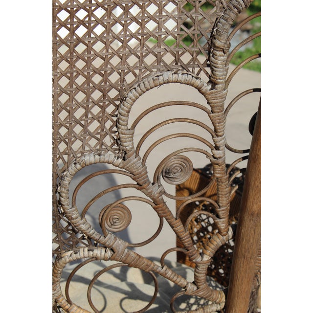 Vintage Thai Bohemian Wicker Peacock Chair With Cushion For Sale - Image 13 of 18