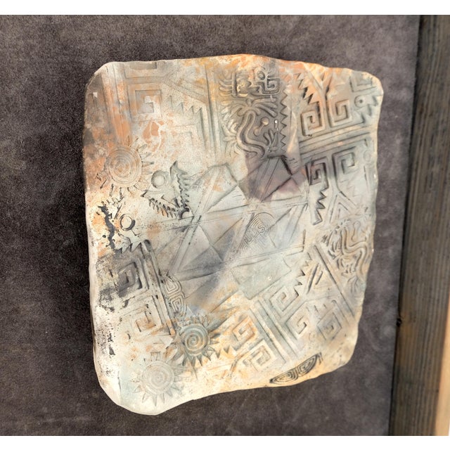 Large 33x47 Framed Fired Clay Wall Art Sculpture Abstract Textures Tray For Sale - Image 11 of 16