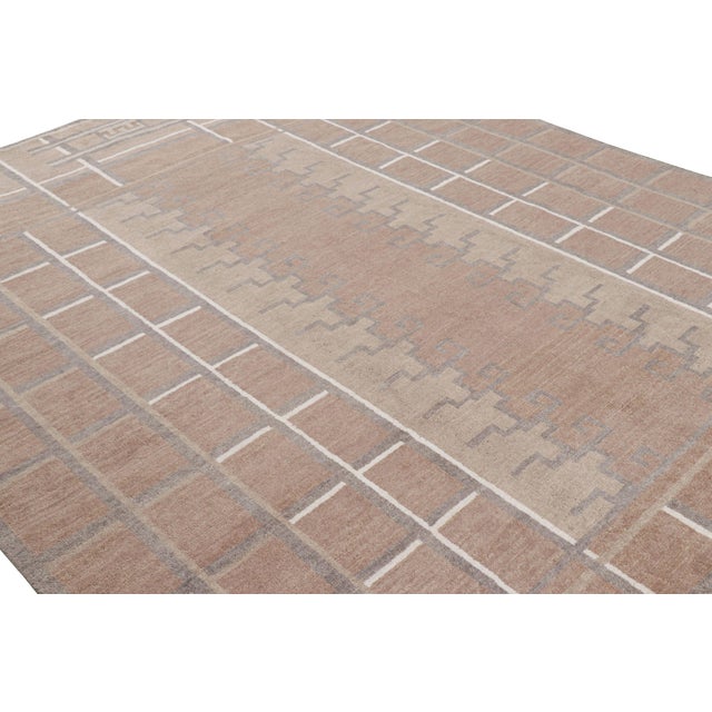 Rug & Kilim Rug & Kilim’s Scandinavian Style Rug in Brown With Geometric Patterns For Sale - Image 4 of 7