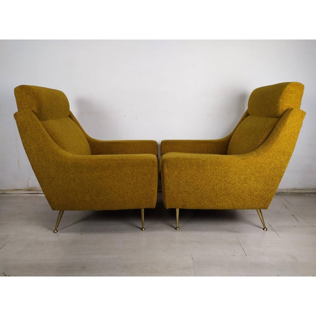 Set of Vintage Mustard Velvet Armchairs, 1960s For Sale - Image 17 of 18