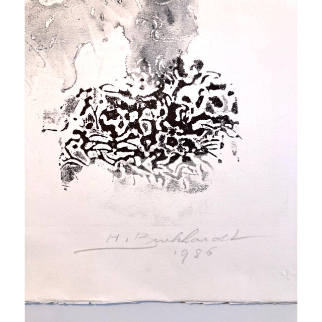 Printmaking Materials Hans Burkhardt, California Abstract Expressionist Linocut Lithograph Ronald Reagan Political Art, 1986 For Sale - Image 7 of 10