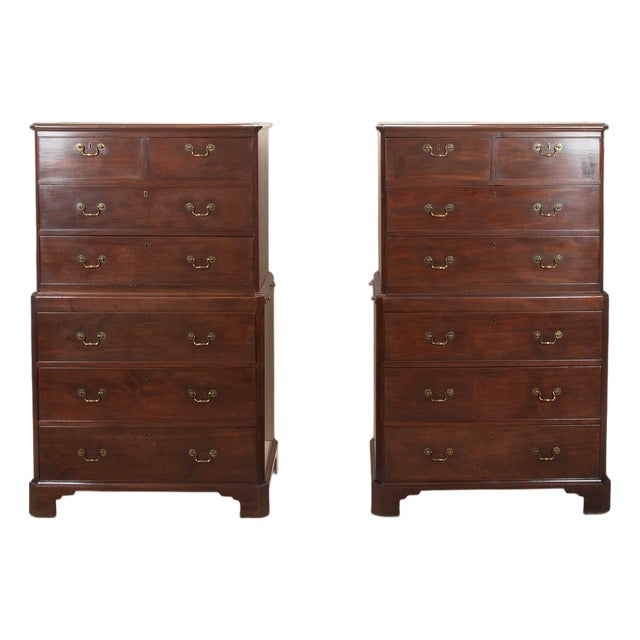 Vintage Geo II Chest on Chests, 1750, Set of 2 For Sale