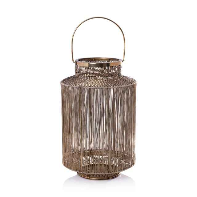 Contemporary Menorca Decorative Metal Lantern, 14" For Sale - Image 3 of 3