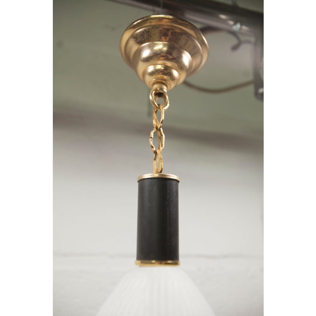 Mid-Century Pendant Light in Brass and Zebra-Striped Glass, 1950s For Sale - Image 9 of 11
