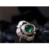 Natural Zambian Emerald high quality caboshan diamond ring in 18k gold For Sale - Image 16 of 18