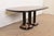 Drexel Heritage Modern Art Deco Walnut and Black Lacquered Double Pedestal Extension Dining Table, Newly Refinished For Sale - Image 9 of 14