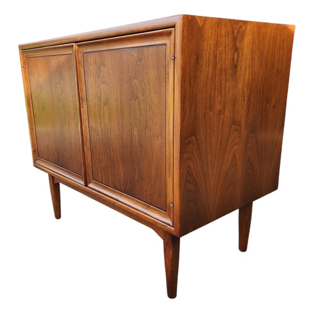 Mid 20th Century Drexel Declaration Mid-Century Walnut Media Cabinet by Kipp Stewart & Stewart MacDougall For Sale