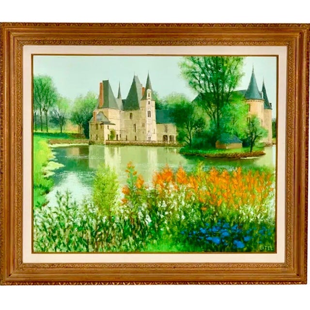 Jacques Eitel, Large French Oil Painting Chateau Jacques Eitel For Sale In Miami - Image 6 of 7
