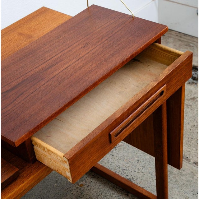 1960s Mid Century Danish Modern Wall Unit 1 Bay Teak Drawer Desk Cabinet Modular Shelf - 3 Pieces For Sale - Image 10 of 12