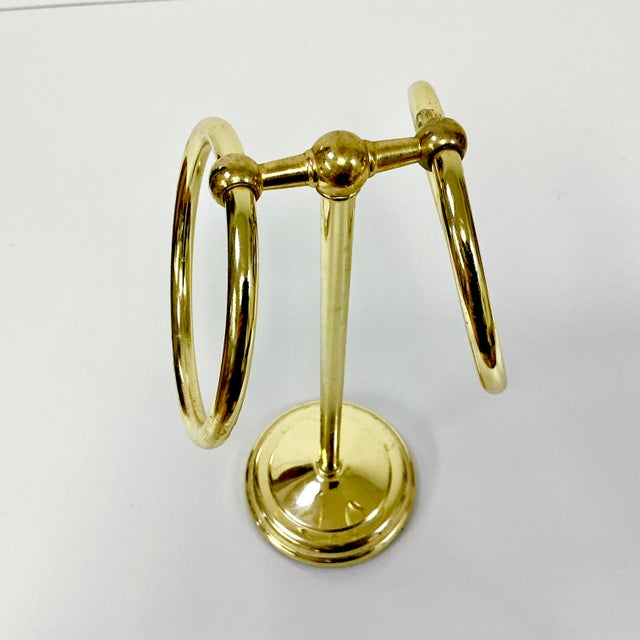 1970s Hollywood Regency Boho Chic Brass Finish Hand Towel Countertop Stand For Sale - Image 17 of 17