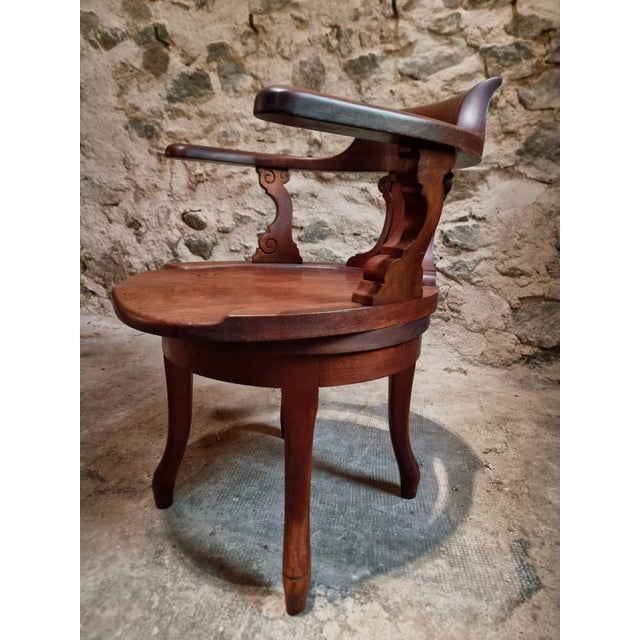 Antique Early 20th Century Swivel Desk Chair in Walnut For Sale - Image 16 of 18