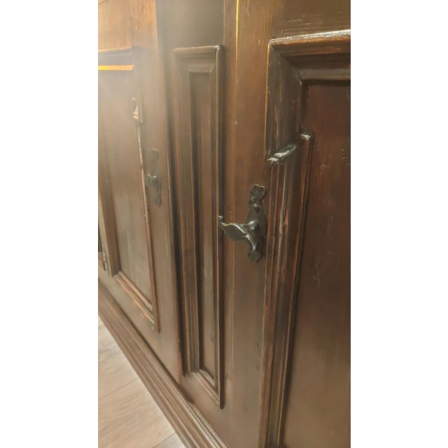18th-Century Swiss Alpine Two-Piece Oak Hutch — Hand-Crafted by Artisan Farmers, Winter Workshop Piece For Sale - Image 12 of 16