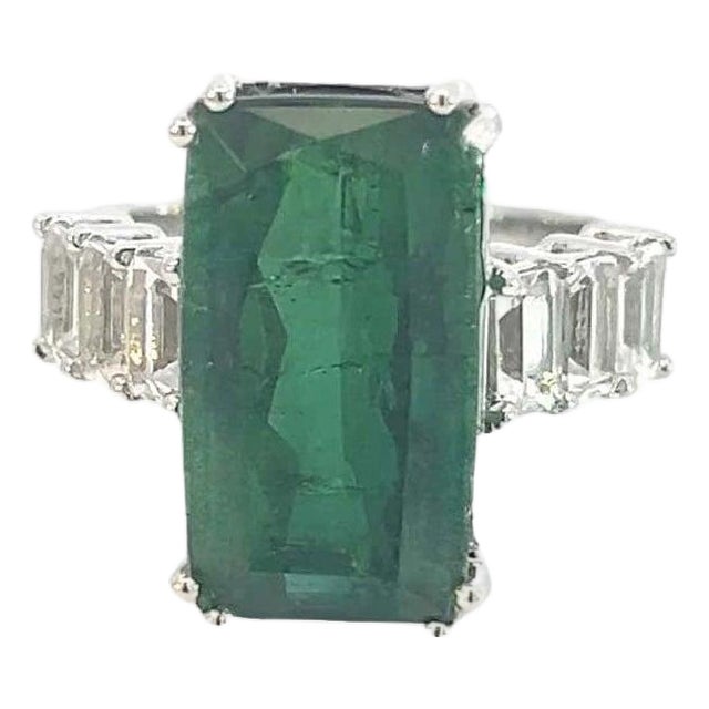 Natural Tourmaline Sapphire Ring 7 14k WG 12.17 TCW Certified For Sale