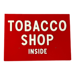 Vintage 1950s Red & White “Tobacco Shop Inside” Sign – Mid-Century Store Display