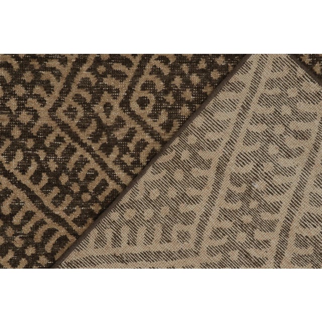 Textile Rug & Kilim’s Distressed Moroccan Style Rug in Beige and Brown Geometric Pattern For Sale - Image 7 of 8