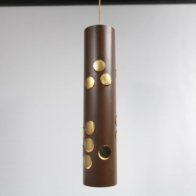 Metal Danish Cylindrical Hanging Lamp, 1970s For Sale - Image 7 of 9