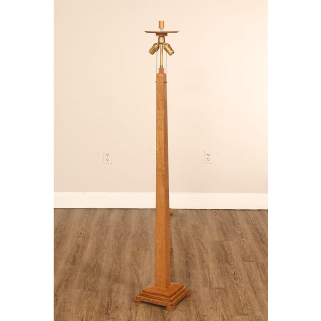 Mission Ppl Fine Woodworking Mission Oak and Stained Glass Floor Lamp For Sale - Image 3 of 18