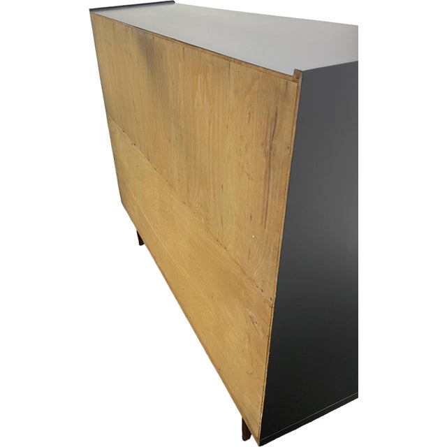 Mid-Century Modern Walnut Storage Cabinet / Credenza With Black Frame, 1950s For Sale - Image 17 of 17