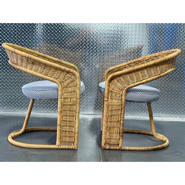 Vintage Sculptural Wicker Five Piece Dining Set | Coastal, Modern, Palm Beach Regency For Sale In Naples, FL - Image 6 of 12