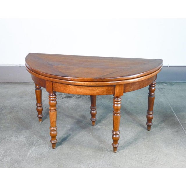 Half-Moon Opening Console Table in Walnut, 1800 For Sale - Image 14 of 18
