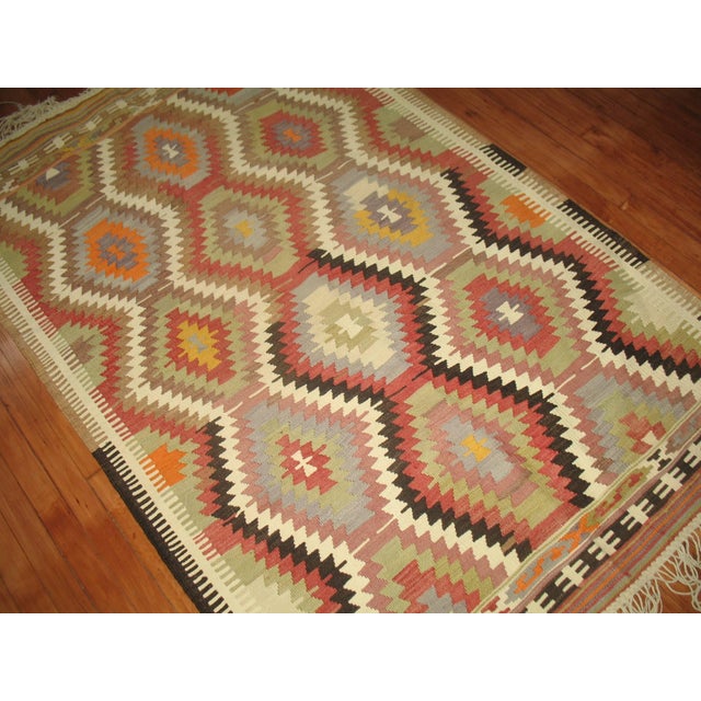 Native American Tribal Vintage Turkish Kilim - 4'1" x 6'3" For Sale - Image 3 of 4