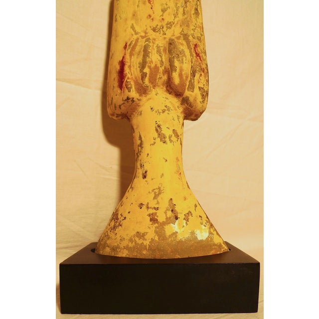Wood Large Chinese Painted Pottery Figurine of a Court Lady, Han Dynasty For Sale - Image 7 of 9