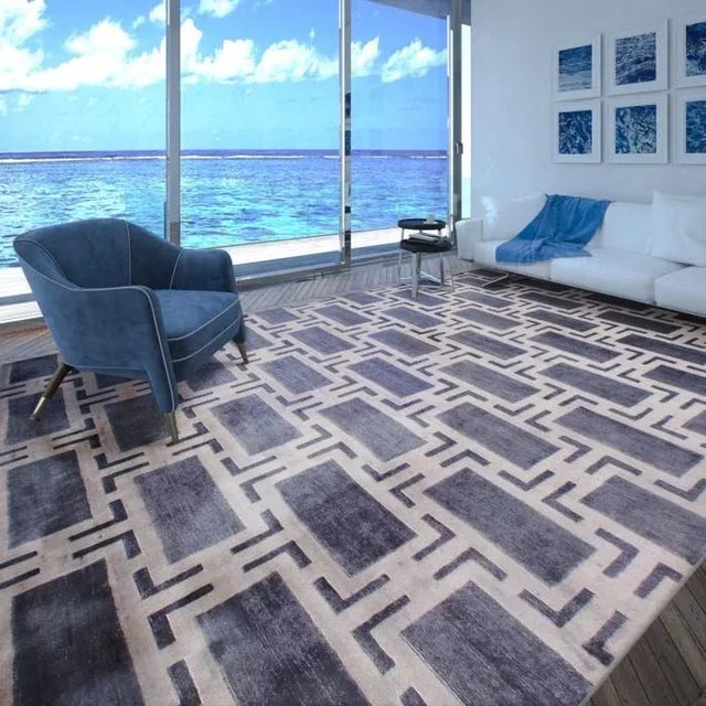 2020s Gray Modern Bamboo Silk Rug For Sale - Image 4 of 5