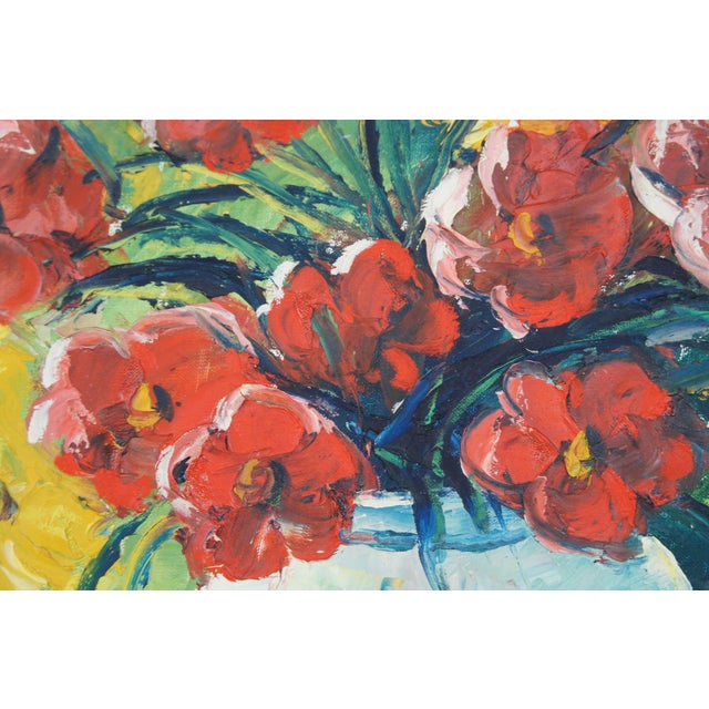 20th Century Still Life Oil Painting Flowers & Pears Framed For Sale - Image 12 of 12