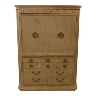Bernhardt Oak 10 Drawer Armoire With Brass Hardware For Sale