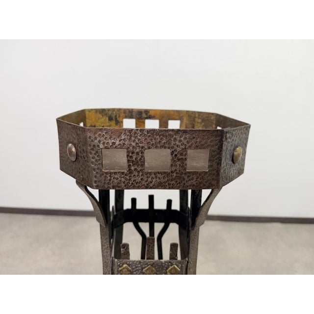 Black Art Nouveau Wrought Iron Plant Stand in the style of Wiener Werkstätte, 1890s For Sale - Image 8 of 12