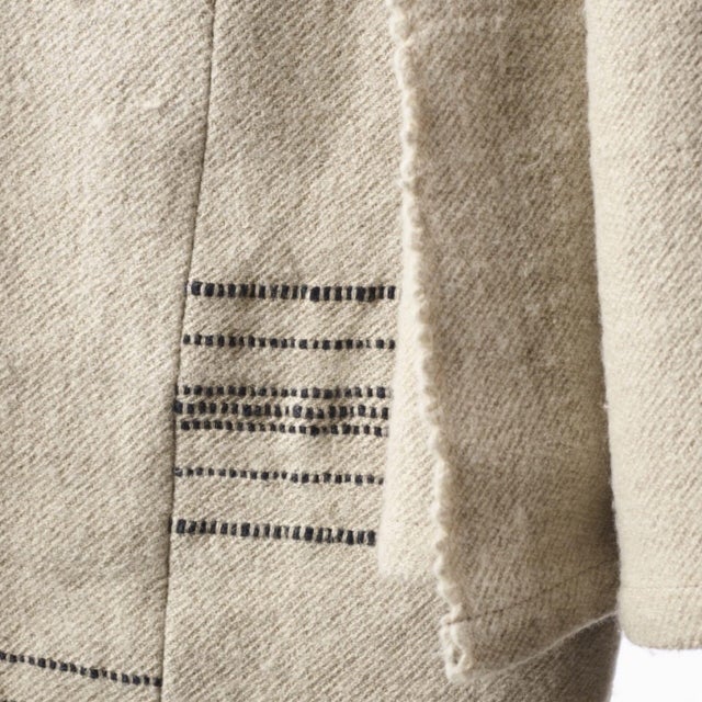 Linen Belgian Linen and Wool Throw Natural With Black Stripes For Sale - Image 8 of 11
