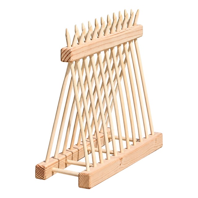 Antique Style European Plate Rack | Hand-Crafted Vintage Reproduction Dish Rack | Holds 10 Dinner Plates Up to 11" | Solid Pine Unfinished For Sale
