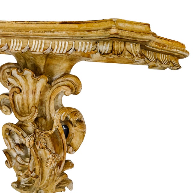 Late 20th Century Large Scale Italian Rococo Wood Carved Wall Brackets - A Pair For Sale - Image 9 of 17
