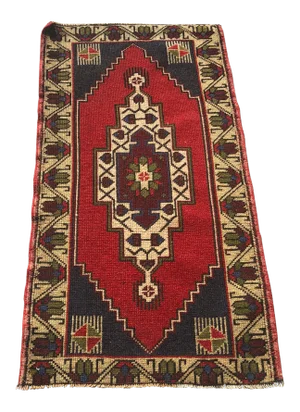 1960s Vintage Handmade Door Mat Rug- 1′10″ × 3′9″
