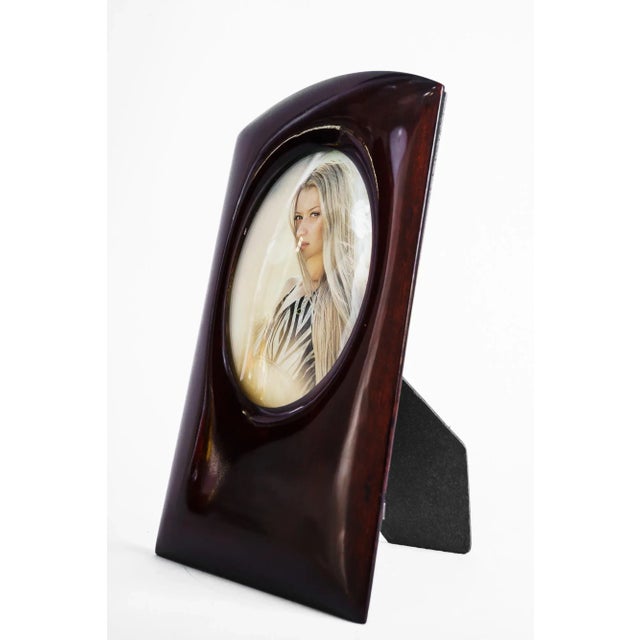 Art Deco nutwood picture frame with rounded glass vienna around 1920s Nutwood polished Original rounded glass inside