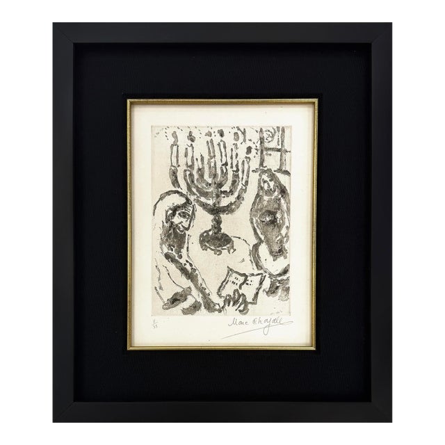 Marc Chagall, Le Candelabre, Hand Signed Aquatint and Etching, Edition 8/35, Cramer 19, 1967 For Sale