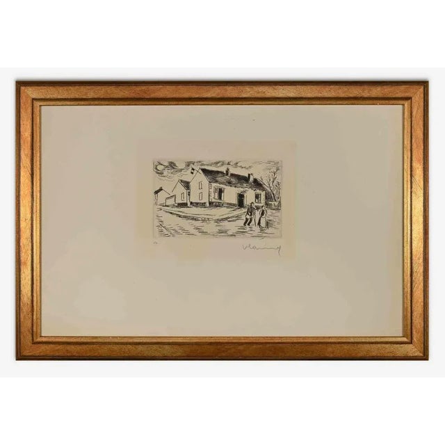 Village is a modern artwork realized by Maurice de Vlaminck in 1950. Black and white etching. Hand signed and dated on the...