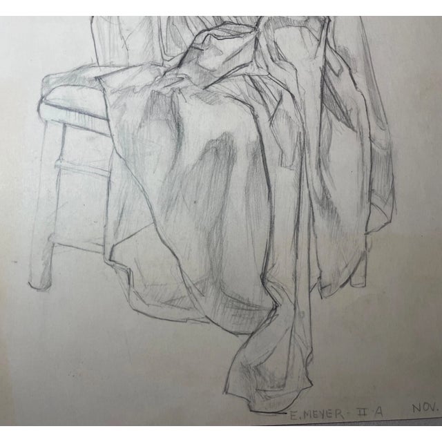 Original 1949 Vintage E. Meyer Dress Clothing Study Pencil Drawing Illustration For Sale - Image 9 of 16