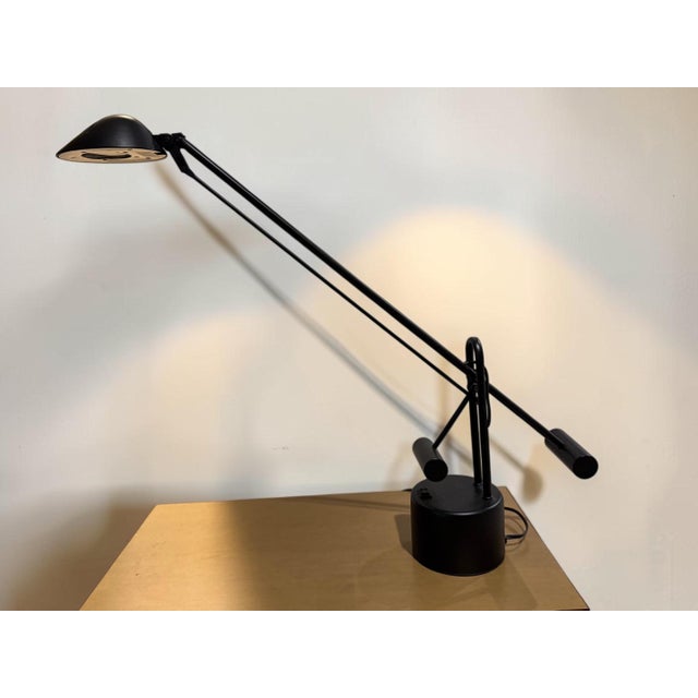 Black Vintage 1990s Postmodern Black Counterbalance Adjustable Halogen Desk Lamp For Sale - Image 8 of 11