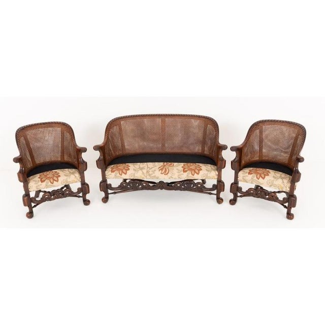 Wood Bergere Sofa and Chairs, 1875, Set of 3 For Sale - Image 7 of 7
