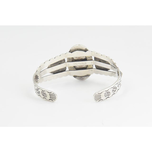 Vintage Southwestern Sterling Silver Turquoise Cuff Bracelet For Sale In Miami - Image 6 of 11