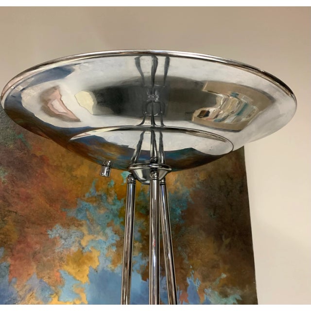 Mid-Century Modern Casella Lighting Olympiad Torchiere Chrome Floor Lamp For Sale - Image 3 of 8