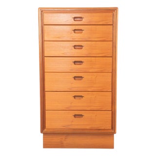 Narrow Lingerie Chest / Dresser in Teak With Wenge Inlay For Sale