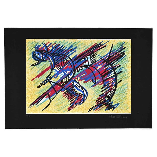 Umberto Mastroianni, Yellow Composition, Original Screen Print, 1980s For Sale