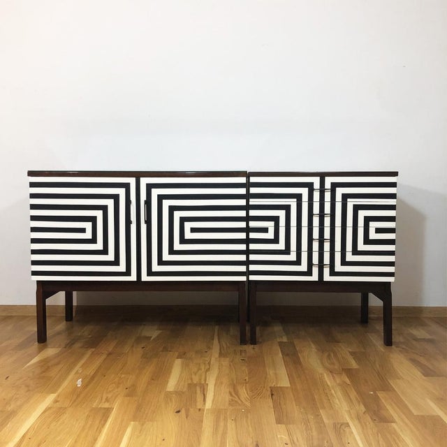 Polish Chest of Drawers with Op Art Motif, 1970s For Sale - Image 9 of 11