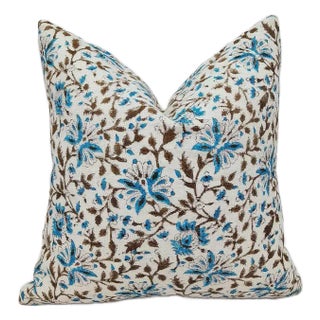 Fabdivine Handmade Block Printed Cushion Cover 26x26 Inch Off-White Linen-Neerabel For Sale