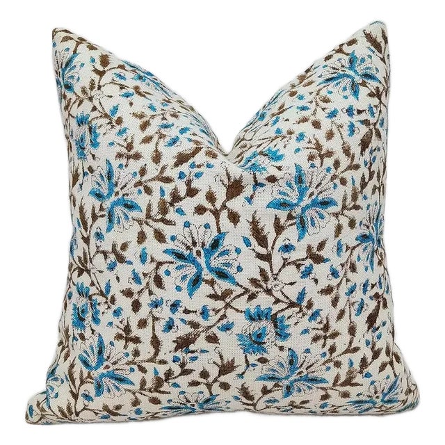 Fabdivine Handmade Block Printed Cushion Cover 26x26 Inch Off-White Linen-Neerabel For Sale